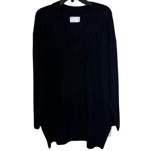 ASOS DESIGN V Neck Knitted Sweater Mini Dress - Black Size M